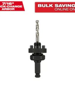 Milwaukee 7/16 in. Quick Change Large Hole Saw Arbor No Wobble W/Pilot Drill Bit