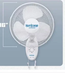 Hurricane 16 in. 3-Fan Speeds with 90° Oscillation in White Wall Fan