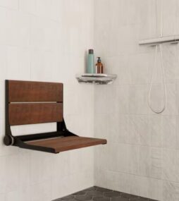 INVISIA Serena Seat Pro 18 in. Folding Medium Bamboo Shower Seat, ADA Compliant, Support Up to 500 lbs. in Matte Black