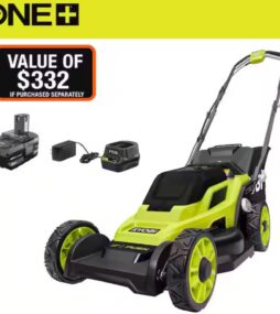 RYOBI ONE+ 18V 13 in. Cordless Battery Walk Behind Push Lawn Mower with 4.0 Ah Battery and Charger