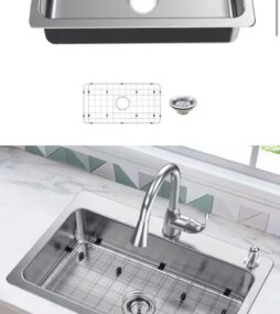 Glacier Bay Bratten 33 in. Drop-In Single Bowl 18 Gauge Stainless Steel Kitchen Sink with Accessories