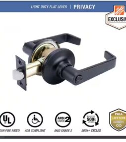 Universal Hardware Light Duty Commercial Privacy (bed/bath) Lever, ADA, UL 3-Hour Fire, ANSI Grade 2, Matte Black Finish
