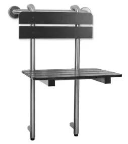 SEACHROME Portable Hanging Profile Bench Shower Seat with 18-inch Grab Bar, Grab Bar Supported, Stainless Steel, Black