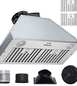 VEVOR Insert Range Hood 800CFM 3-Speed 30 in. Stainless Steel Built-in Kitchen Vent Ducted/Ductless Convertible, ETL Listed