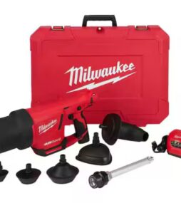 Milwaukee M12 12-Volt Lithium-Ion Cordless Drain Cleaning Airsnake Air Gun Kit with (1) 2.0Ah Battery, Toilet Attachments