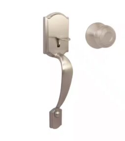 Defiant Castle Satin Nickel Entrance Door Handleset with Hartford Interior Knob