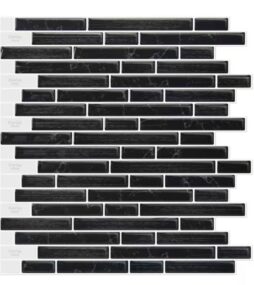 Strip Black 12 in. x 12 in. Vinyl Peel and Stick Tile Backsplash 7 pack