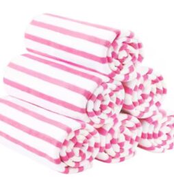 JML Pink Microfiber Cabana Stripe Bath Towel (Set of 6)