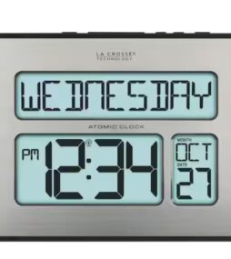 La Crosse Technology Backlight Atomic Full Calendar Digital Clock with Extra Large Digits