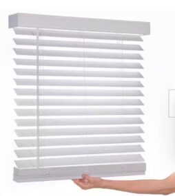 Home Decorators Collection White Cordless Faux Wood Blinds for Windows with 2 in. Slats - 18.5 in. W x 72 in. L (Actual Size 18 in. W x 72 in. L)