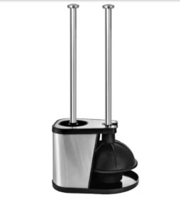TOILETTREE PRODUCTS Stainless Steel Toilet Plunger and Bowl Brush Combo for Bathroom Cleaning with Holder