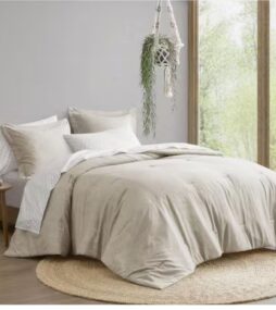 Camden 7-Piece Neutral Microfiber King Comforter Set with Bed Sheets