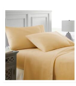 Becky Cameron 4-Piece Gold Solid Microfiber Queen Sheet Set