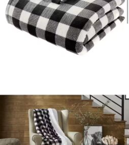Home Decorators Collection Plush Black Buffalo Check Sherpa Throw Blanket