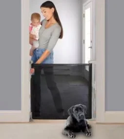 INGENUITY The Thruway 52W Series Pet and Baby Retractable Gate with Tuck Away Mesh, Hardware Mounted, 30 in. Tall