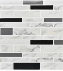 LONGKING C-Stones Marble Gray 11.8 in. x 11.8 in. Vinyl Peel and Stick Tile for Kitchen Backsplash Bathroom (8.7 sq. ft./box)