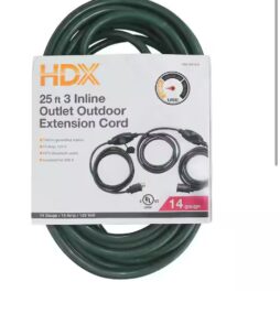 HDX 25 ft. 14/3 3 Outlet Extension Cord, Green