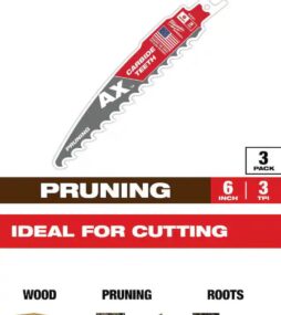 Milwaukee 6 in. 3 TPI Pruning Carbide Teeth Wood Cutting SAWZALL Reciprocating Saw Blades (3-Pack)