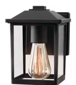 1-Light 7 in. Black Hardwired Classic Outdoor Wall Light Lantern Sconce with Clear Glass