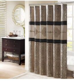 Madison Park Blaine 72 in. W x 72 in. L Polyester in Black Shower Curtain