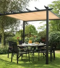 Shatex Sunshade Fabric with Sewn Edge, Sun Blocking Mesh with Rubber Balls, Wheat