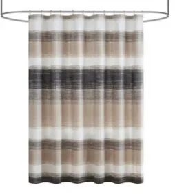 MADISDON PARK ESSENTIALS Barret 72 in. W x 72 in. L Polyester in Taupe/Black Shower Curtain