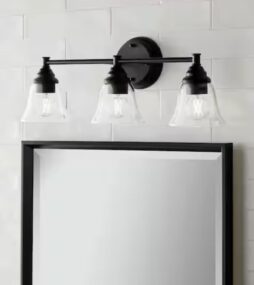 Hampton Bay Marsden 23.5 in. 3-Light Matte Black Vanity Light with Clear Glass Shades