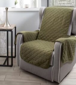 Home Details Reversible Quilted Furniture Chair/Recliner Seat Protector in Sage/Olive
