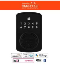 Defiant Square Compact Matte Black Electronic Single Cylinder Deadbolt Wi-Fi Enabled Powered by Hubspace