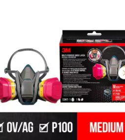 3M OV/AG/P100 Professional Multi-Purpose Reusable Respirator, Medium, 1 Facepiece and 1 pair of 60923 Cartridges/Filters