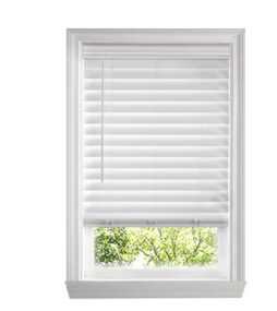 Home Decorators Collection White Cordless Premium Faux Wood Blind/Shade with 2.5 in. Slats - 31.25 in. W x 48 in. L (Actual 30.75 in. W x 48 in. L)