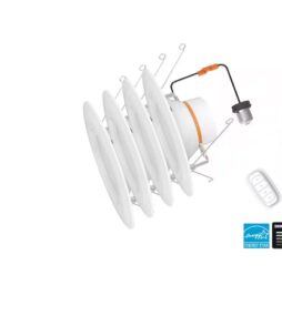 Commercial Electric 5/6 in. Integrated LED White Canless Recessed Light Trim with Adjustable Color Temperature and Remote Control, (4-Pack)