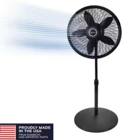 Lasko Cyclone 18 in. 3 Speed Oscillating Pedestal Fan for Home in Black with Adjustable Height, Tilt Back Head, Easy Assembly