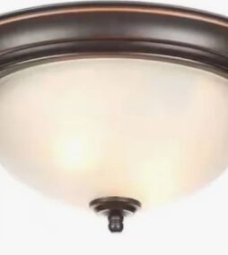 12.75 in 2-Light Oil Rubbed Bronze Flush Mount Ceiling Light Fixture with Tea Stained Glass Shade