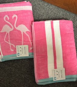 pink and white flamingo towel 100% cotton with measurement 30 in x 60 in