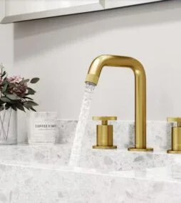 VIGO Wythe 8 in. Widespread Double Handles Faucet in Matte Brushed Gold