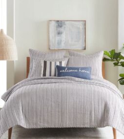 Tobago Stripe 3-Piece Taupe Cotton Full/Queen Quilt Set