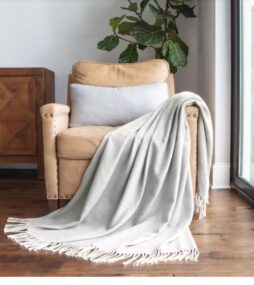 Becky Cameron Gray Herringbone Throw Blanket