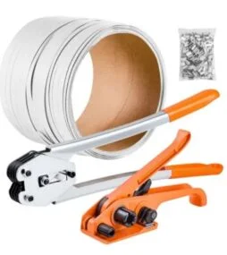 VEVOR Packaging Strapping Banding Kit with Strapping Tensioner Tool, Banding Sealer Tool, 328 ft. PP Band, 100 Metal Seals