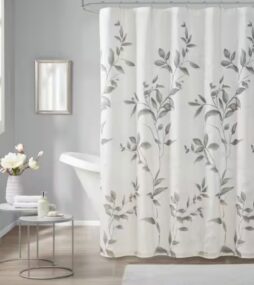 Madison Park Vera Grey 72 in. Burnout Printed Shower Curtain