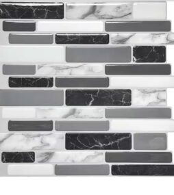 Art3d 12 in. x 12 in. Grey Marble Vinyl Peel and Stick Wall Tile Backsplash for Kitchen (10-Pack)