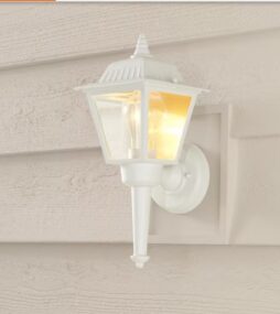13.5 in. 1-Light White Outdoor Wall Light Fixture with Clear Glass