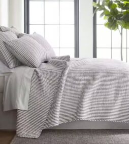 Tobago Stripe 2-Piece Charcoal Cotton Twin/Twin XL Quilt Set