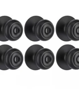 Defiant Hartford Matte Black Bed/Bath Door Knob Contractor Pack (6-Piece)