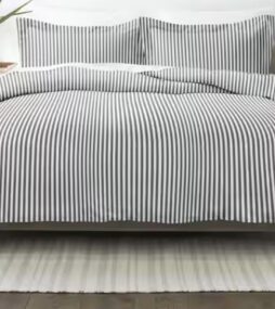 Becky Cameron Ribbon Patterned Performance Gray King 3-Piece Duvet Cover Set