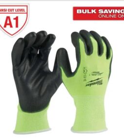 Milwaukee Large High Visibility Level 1 Cut Resistant Polyurethane Dipped Work Gloves