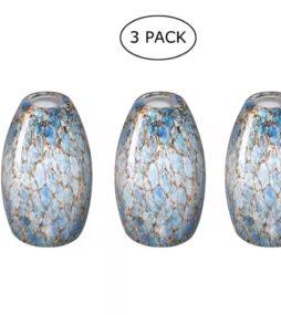 Faymart lighting 7.64 in. Blue Art Glass Globe Pendant Shade for Mini Pendant with 1.65 in. Lip Fitter (Not Included) (3-Pack)