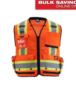 Milwaukee Large/X-Large Orange Class 2 Surveyor's High Visibility Safety Vest with 27-Pockets