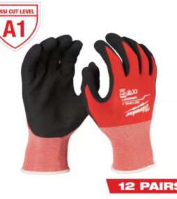 Milwaukee Large Red Nitrile Level 1 Cut Resistant Dipped Work Gloves (12-Pack)