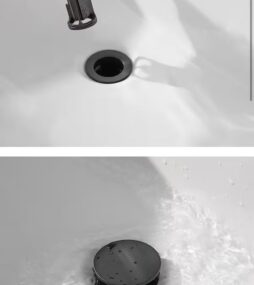 BWE Bathroom Sink Pop-Up Drain With Overflow in Matte Black